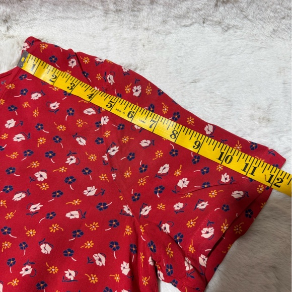 Madewell Novel Tie-Front Top in Red Prairie Posies Floral print Medium - Picture 11 of 13
